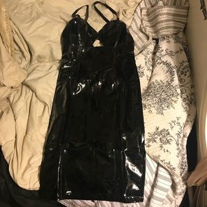 Vinyl PVC fetish pinup zip dress Small